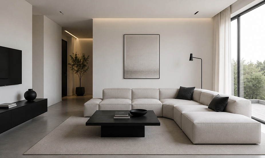 A simple, functional space defined by monochromatic tones, the absence of unnecessary ornamentation, and absolute, serene elegance.